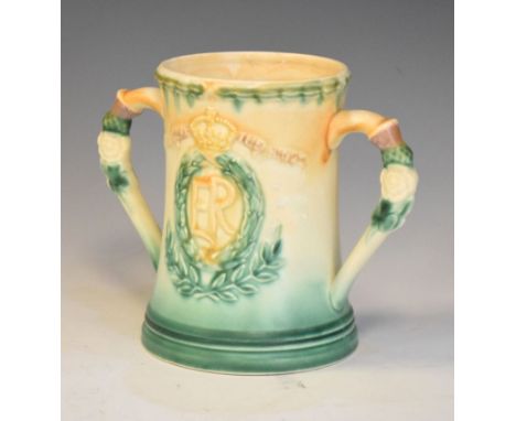 Royal Commemoratives - Edward VIII Coronation loving cup of waisted form with relief portrait between rose and thistle handle