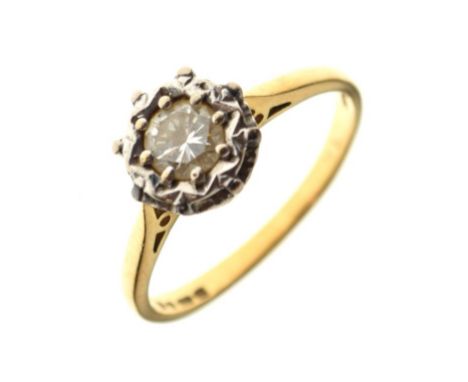 18ct gold solitaire diamond ring, the illusion-set stone in platinum mount, size N, 3g gross approx  