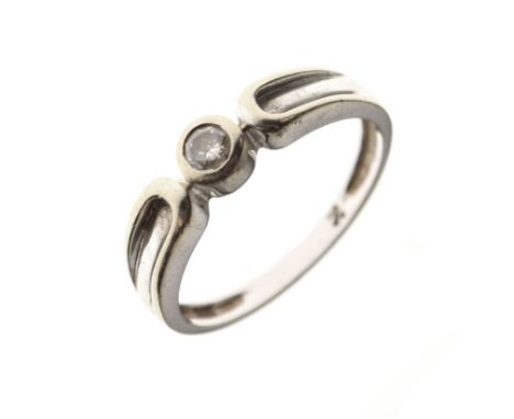 Yellow metal and diamond ring set small single brilliant, shank stamped 14K and 585, size N½, 3.1g gross approx  