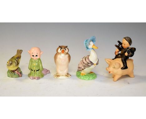 Beswick Beatrix Potter figure Jemima Puddleduck, Goebel Hummel figure of a sweep on a pig, Walt Disney - Beswick Owl, Disney 