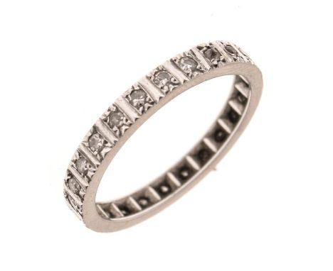 Unmarked white metal and diamond full eternity ring set twenty-four small brilliants, size T, 3.8g gross approx  