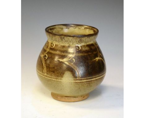 Studio Pottery - Squat vase attributed to David Leach (mark indistinct), 14cm high  