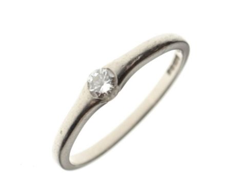 18ct white gold and solitaire diamond ring, size L, 1.9g gross approx  