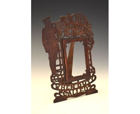 Oak decorative photo frame carved 'He volunteered when duty called', with army officer playing the bugle, frame measures appr