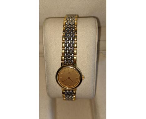 Omega De Ville lady's wristwatch in 2-tone finish including Omega red box &amp; white cardboard outer but no papers. Appears 