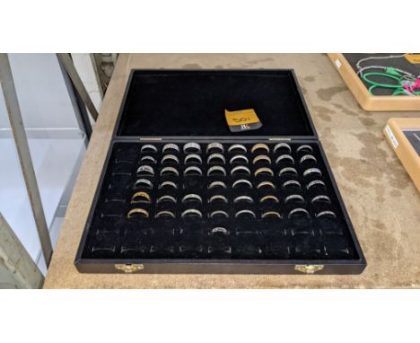 Tray &amp; contents of sample rings - approx. 48 rings in total plus folding storage case - the rings are all in the style of