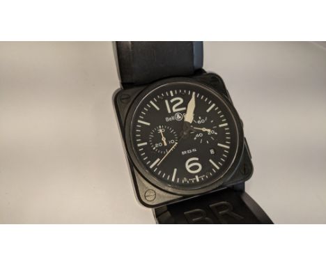 Bell &amp; Ross watch engraved "BR03-94-S-05254" on the rear. Stainless steel, automatic movement, rubber strap. Water resist