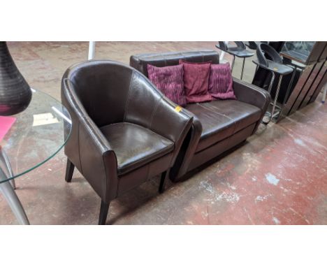 Leather/faux leather sofa &amp; tub chair plus 3 off assorted cushionsThis is the first of a series of sales comprising the t