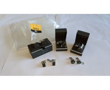 5 assorted pairs of cufflinks, some of which include boxes, typically in stainless steel, with RRP ranging from £42 to £71 pe