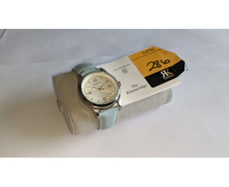 Elliot Brown The Kimmeridge watch, product code 405-002-L55. Ice blue leather strap.  Stainless steel, 200M water resistant, 