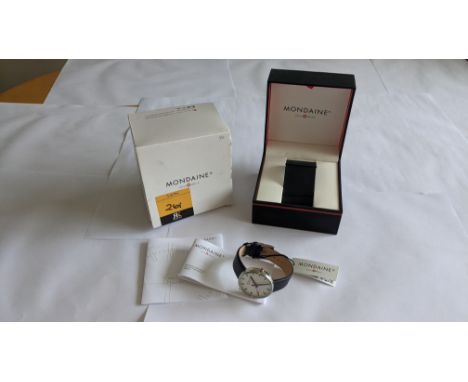 Mondaine watch, product code MSX.4211B.LB.  RRP £219. Water resistant, stainless steel case.  This lot includes a Mondaine br