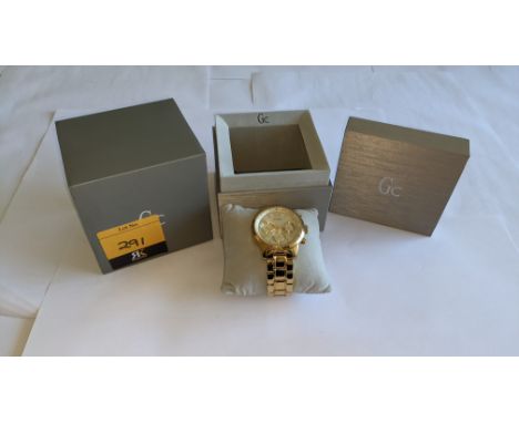 Guess stainless steel gold coloured watch with Japanese movement, product code W0330L1, water resistant 50m. RRP £159. Please