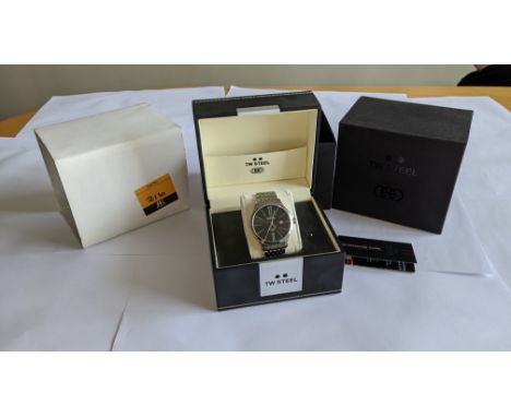 TW Steel wristwatch in stainless steel on stainless steel bracelet. Water resistant 50M. Model TW1306. RRP £295. Includes box