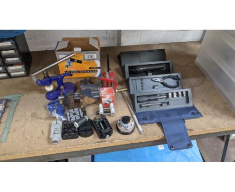 Very large quantity of watchmakers' tools comprising presses, link changing gadgets, clamps &amp; more. This lot also include