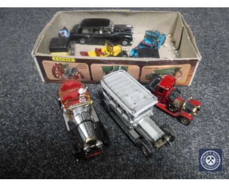 A box containing a small quantity of die cast vehicles to include a Corgi Chitty Chitty Bang Bang, Corgi and Lesney vintage c