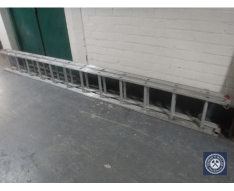 An aluminium extension ladder