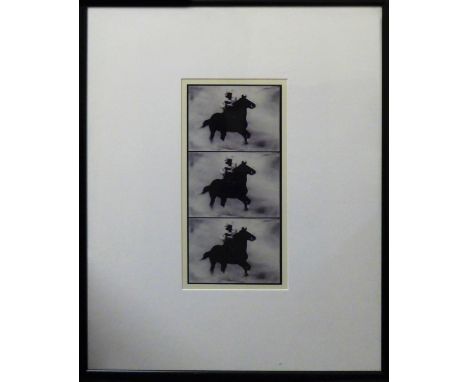 GWEN AKIN and ALLAN LUDWIG (American, b.1950 and b.1933) '3 Riders', 1997, inkjet print, 26cm x 13cm, framed. 