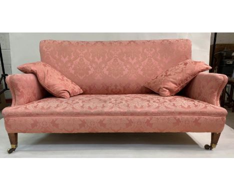 SOFA, Edwardian mahogany, with brocade upholstery and square tapering supports, 176cm W. 