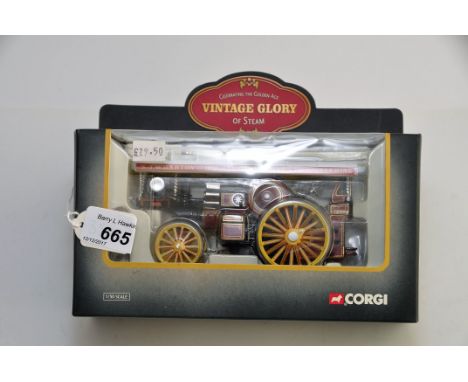 CORGI 1:50 SCALE VINTAGE GLORY OF STEAM 80105 FOWLER B6 SHOWMANS LOCOMOTIVE & BADGE 'SUPREME' S.J. WHARTON WITH BOX (VGC)