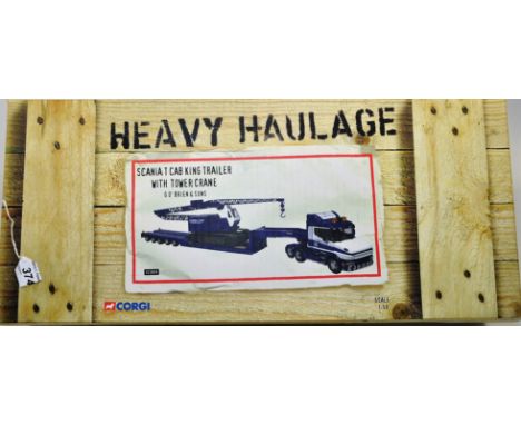 CORGI 1:50 SCALE HEAVY HAULAGE SCANIA T CAB KING TRAILER WITH TOWER CRANE G O'BRIAN & SONS LIMITED EDITION WITH NUMBERED CERT
