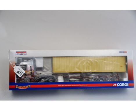 CORGI 1:50 SCALE HAULIERS OF RENOWN CC13416 MAN TGA XXL SKELETAL TRAILER & CONTAINER - HANBURY DAVIES LTD LIMITED EDITION WIT