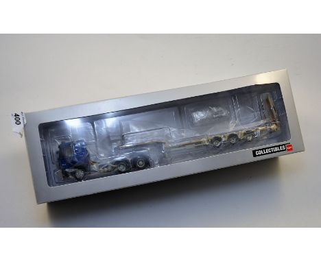 WSI MODELS 1:50 SCALE MERCEDES BENZ MP 3 FLAT ROOF 6X4 AND STEPFRAME TRAILER 3 AXLE WITH BOX (VGC)