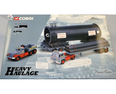 CORGI HEAVY HAULAGE 31014 1:50 SCALE SUNTER BROTHERS -GUY INVINCIBLE LONG PLATFORM TRAILER PIPE LOAD & DIAMOND T BALLAST NICH