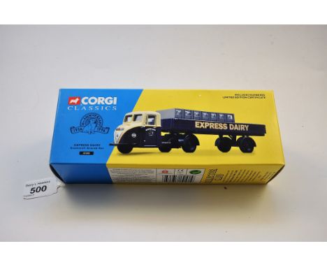 CORGI CLASSICS 15101 EXPRESS DAIRY SCAMMELL SCRAB SET WITH LIMITED EDITION NUMBERED CERTIFICATE WITH BOX (VGC)