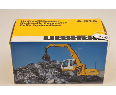 NZG 1:50 SCALE LIEBHERR A316 HYDRAULIC EXCAVATOR WITH BOX (VGC)