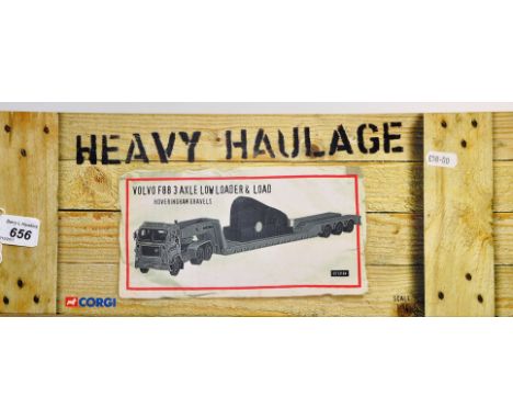 CORGI HEAVY HAULAGE 1:50 SCALE CC13104 VOLVO F88N3 AXLE LOW LOADER & LOAD HOVERINGHAM GRAVELS LIMITED EDITION WITH BOX (VGC)