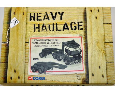 CORGI 1:50 SCALE HEAVY HAULAGE SCANIA TOPLINE TRACTOR UNIT SINGLE & DOUBLE AXLE JEEP DOLLY CADZOW HEAVY HAULAGE LTD, BLANTYRE