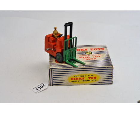 DINKY TOYS 401 COVENTRY CLIMAX FORK LIFT TRUCK WITH BOX (GC)