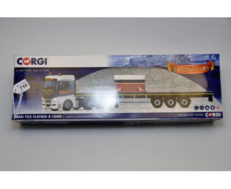 CORGI 1;50 SCALE HAULIERS OF RENOWN MAN TGX FLATBED & LOAD R COLLETT & SONS LTD WITH BOX (VGC)