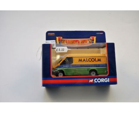 CORGI 1:43 SCALE HAULIERS OF RENOWN CC07801 TRANSIT VAN W H MALCOLM WITH BOX (VGC)