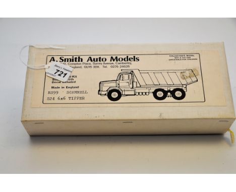 A SMITH MODELS 1:48 SCALE SCAMMELL S24 6X6 TIPPER WHITE METAL KIT IN BOX (VGC)