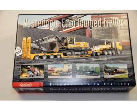 CONRAD 1:50 SCALE NOOTEBOOM EURO LOWBED TRAILER WITH STEERING AXLES INCLUDING TRACTOR WITH BOX (VGC) 