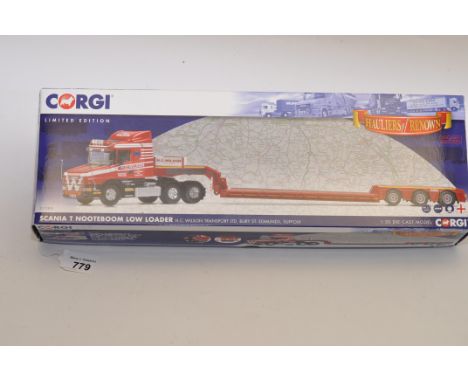 CORGI 1:50 SCALE HAULIERS OF RENOWN SCANIA T NOOTEBOOM LOW LOADER H.C WILSON TRANSPORT BURY ST EDMUNDS SUFFOLK WITH BOX (VGC)