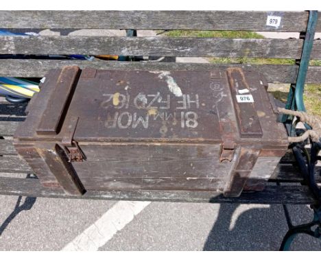 A vintage 81mm Mortar ammo box