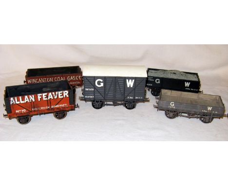 5 x PECO/SLATER/COOPERCRAFT plastic Kit Built Wagons - GW Ventilated Van # 104547 and GW Old Oak Common Mineral Wagon # 14305