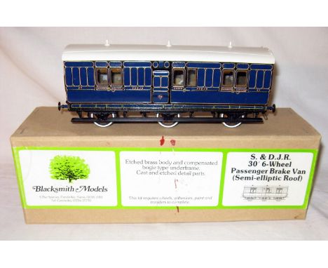 BLACKSMITH MODELS 0 Gauge etched Brass Kit Built Blue S&DJR 30' 6 wheel Passenger Brake Van with compensated bogie type under