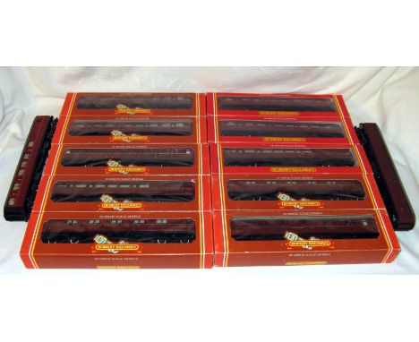 HORNBY 12 x BR(E) Gresley Maroon Coaches - R400 x 2, R448, R483 x 3, R484 and R485 x 3. All Excellent in Good Boxes - a varni