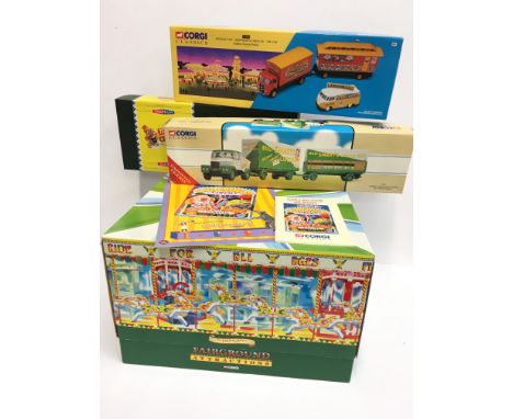 Four Corgi Classics circus 1/50 scale models: Fairground Attractions CC20401 The South Down Gallopers; Premium Edition CC1260