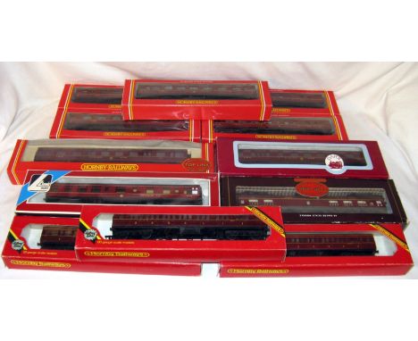 HORNBY/DAPOL/LIMA - 12 x LMS and BR(M) Coaches  - Hornby R4095 6 axle 68' Dining Car, Staniers R4060 x 2 and R4061 x  3 and R
