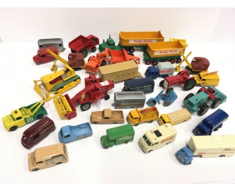 Quantity of Lesney Matchbox 1-75 series commercial models, includes 46 Pickford Removal Van and 62 Rentaset TV Service Van. C