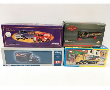 Four Corgi Classics models: Vintage Glory of Steam CC20209 1922 Foden Steam Waggon Whitbread & Co. Ltd.; 9802 ERF 8 Wheel Rig