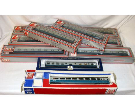  LIMA and a JOUEF 10 x Blue and White I/C Coaches - Lima 6 x Mk2 (Good in Fair Plus Boxes) and L305321 Mk1 Buffet and 2 x L30