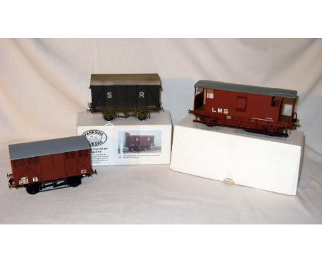 PARKSIDE DUNDAS - 3 x Expertly made SR Goods Wagons - 20T LMS Brake Van, 12T Goods Van and a 12T Fruit Van. All in Excellent 