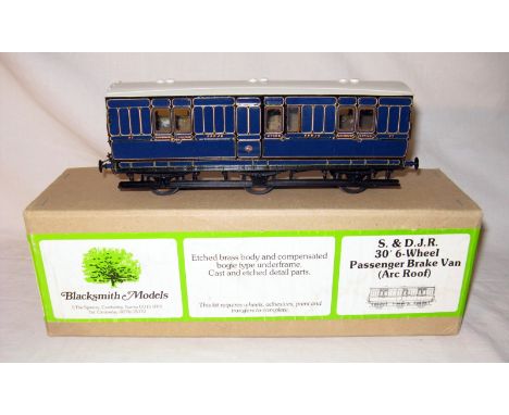 BLACKSMITH MODELS 0 Gauge Kit Built etched Brass Blue S&DJR 30' 6 wheel Passenger Brake Van with compensated bogie type under