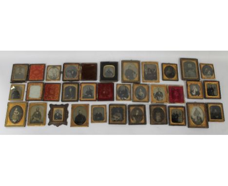 A COLLECTION OF VARIOUS AMBROTYPE PHOTOGRAPHS, some in cases A/F, approximately 25