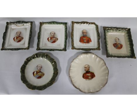 BOER WAR INTEREST - CERAMIC PLAQUES AND PLATES depicting officers to include Lt. General Sir George White, Field Marshall Lor